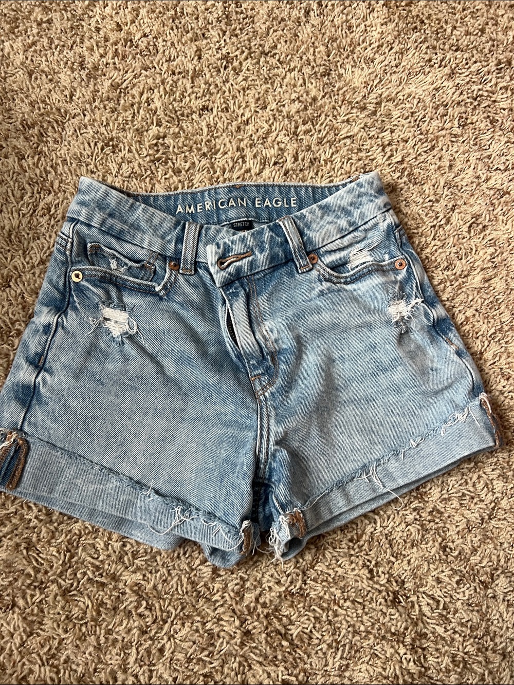 American Eagle Outfitters Light Wash Distressed Denim Shorts